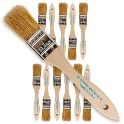 PROGRADE SUPPLIES 12 Pk- 1 inch Chip Paint Brushes for Paint, Stains,Varnishes,Glues,Gesso