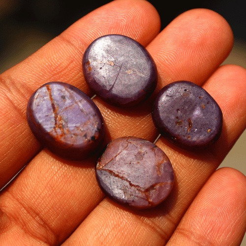 4 Pcs Natural Star Ruby Top Quality 18mm-21mm Oval Cabochon Loose Gemstones Lot - Picture 8 of 16