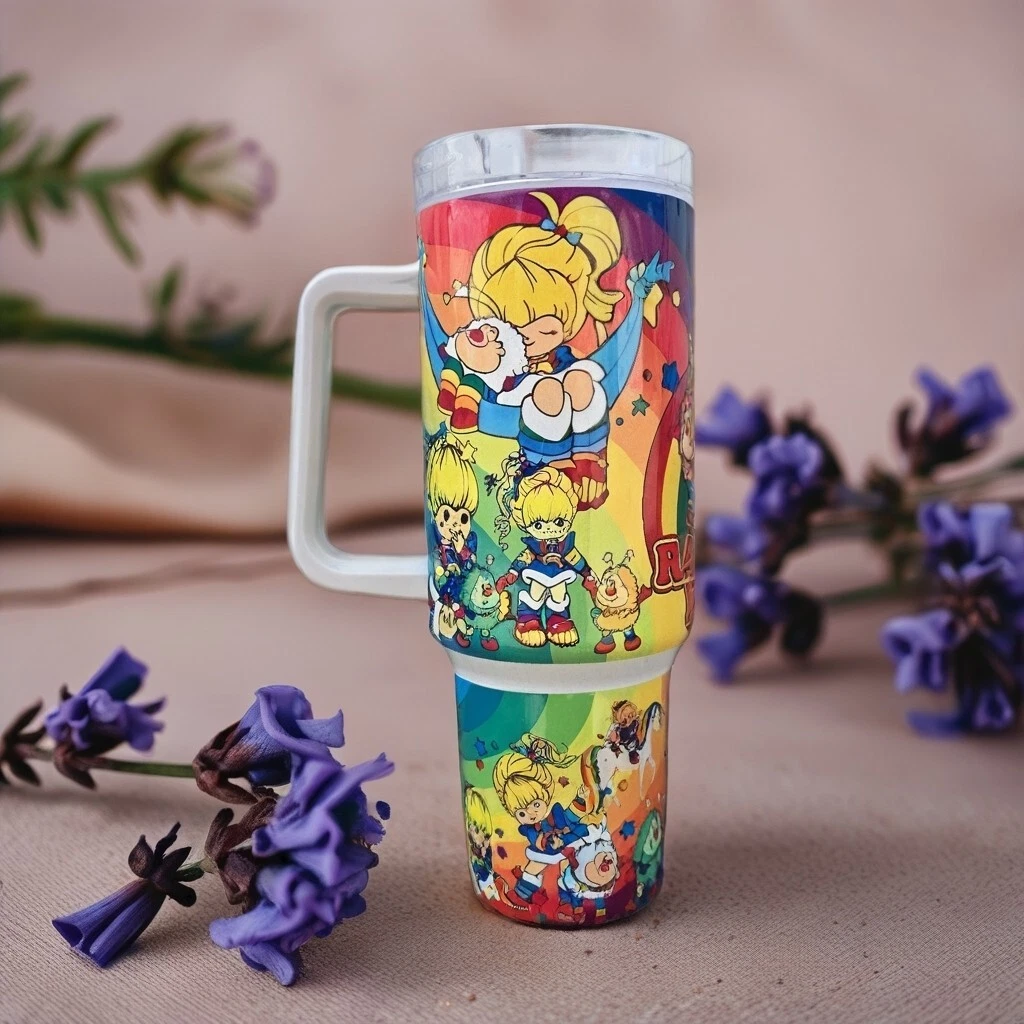 Rainbow Brite 40oz Tumbler Stainless Steel with Handle Straw
