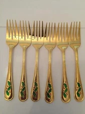 Retroneu HOLLYDAY GOLD ELECTROPLATE Salad Fork (set of 6)