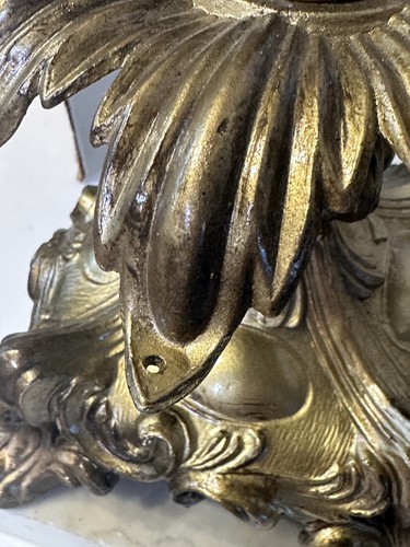Pair Hollywood Regency Candlestick Holders Marble Base Heavy Vtg Brass Read ⬇️ - Picture 19 of 20