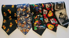 MENS NECK TIE LOT 5 Vintage Disney LOONEY TUNES Donald Duck Winnie Pooh Daffy