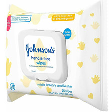 JOHNSON'S Hand  Face Wipes 25 Each 2 Packs Total 50 Wipes