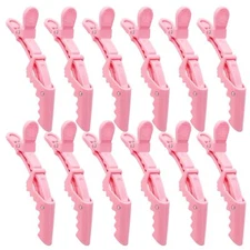 YISSION 12Pcs Pink Alligator Hair Clips for Styling Sectioning Makeup 