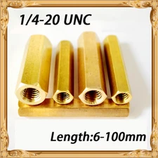 1/4-20 Brass Long Rod Coupling Hex Nuts Connector Hex Connection Nuts Hexagon