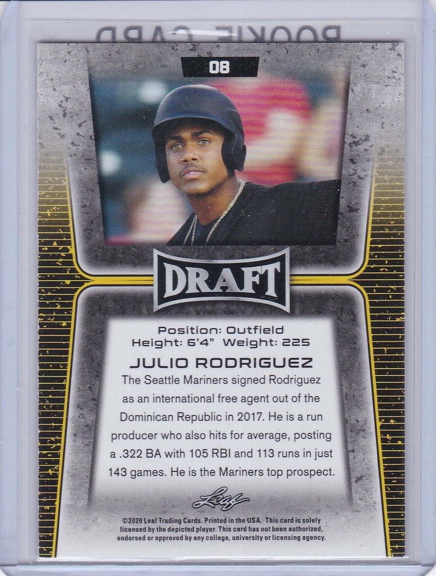 Julio Rodriguez 直筆サインカード　2020 Leaf Draft JULIO RODRIGUEZ ROOKIE CARD 2020 Leaf Draft Baseball SEATTLE