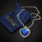 TITANIC HEART OF THE OCEAN PENDANT NECKLACE WITH VELVET POUCH - NICE GIFT IDEA