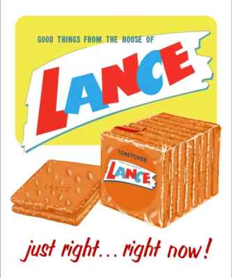 LANCE TOASTCHEE SQUARE CRACKERS 18'' HEAVY DUTY USA MADE METAL ADVERTISING SIGN