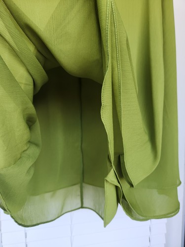Sioni Olive Green Batwing Boat Neck Chiffon Top Blouse Size XL - Picture 14 of 19