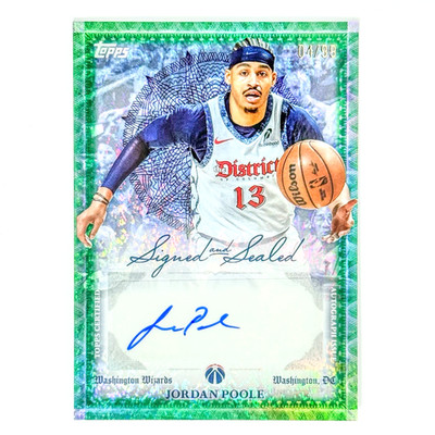 Jordan Poole 2025-26 Topps Signed & Sealed Green /99 Auto #BSI-JP Wizards
