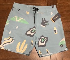 NWT Roark Agave Blue Passage 18" Viaje Board Shorts Sz 32 Outdoor Beach Gorpcore