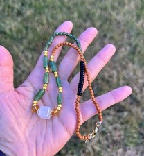 Beautiful Green 17" Genuine Nephrite Jade Bead Necklace B609 1