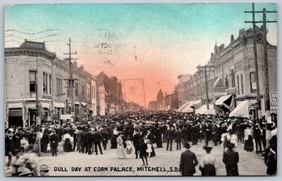 K41/ Mitchell South Dakota Postcard c1910 Dull Day Corn Palace Crowd 325