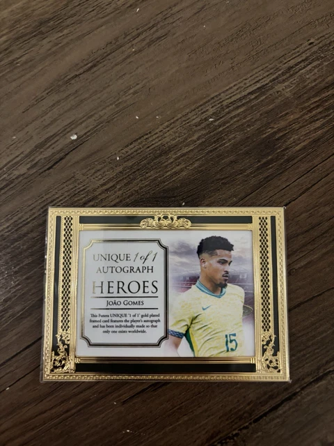 Futera Unique Joao Gomes 1of 1 Gold Plated On Card Auto