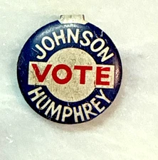 Vintage 1964 "Vote Johnson Humphrey " President Lapel Folding Pin Campaign