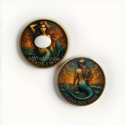 Naughty Sexy women HEADS I WIN Mermaid Flip Coin Collectible Colorized Capsuled
