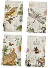 4 Pcs Vintage Nature Kitchen Towels Dish Towels, Decorative Bird Bunny Garden