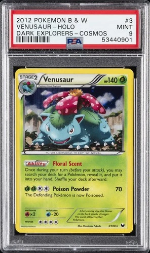 2012 POKEMON B&W DARK EXPLORERS COSMOS #3 VENUSAUR-HOLO PSA 9