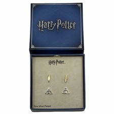 Harry Potter Deathly Hallows Silver Plated Stud Earring Set Horcrux Symbol