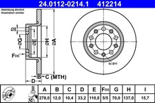 2x Bremsscheibe ATE 24.0112-0214.1 für CHEROKEE KL JEEP VAN CRD 4x4 GDi