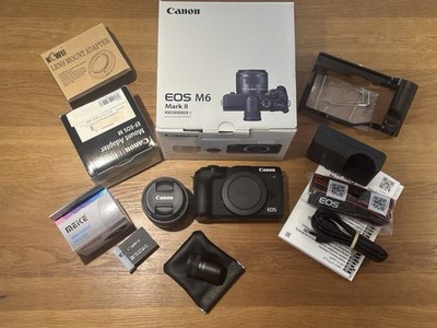 Canon EOS M6 Mark II EF-M 15-45 EVF-DC2 Kit +2 EF-EFM +Leica M-EFM +Bracket TOP