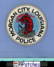 MORGAN CITY (Old) LOUISIANA Police Shoulder Patch OIL WELL GIANT SHRIMP 2F
