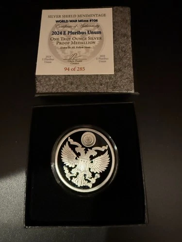 NO RESERVE! Silver Shield World War MEme #106 🔥 2024 E Pluribus Unum