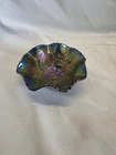 5½" Amethyst Purple Blue Carnival Glass Open Lustre Rose Ruffled Berry