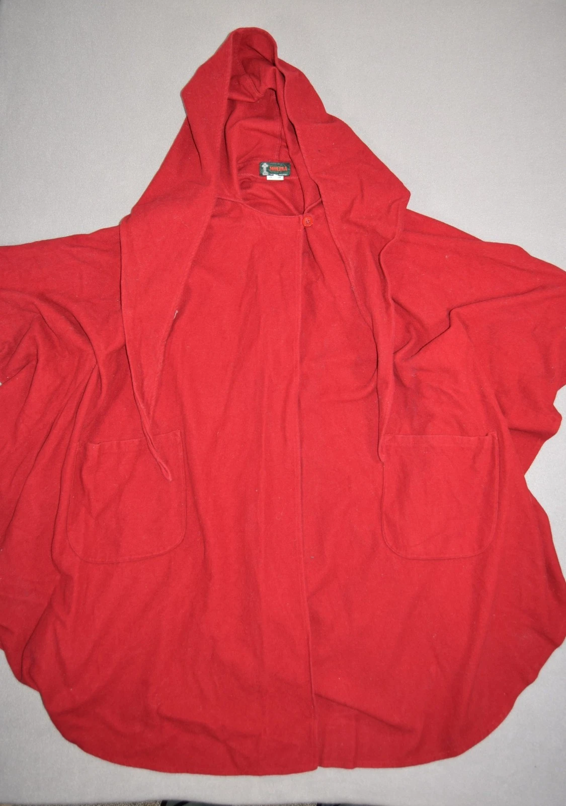 Vintage Molina Poncho Size Small Red Wool Cashmere Ireland Hooded Sweater Cape