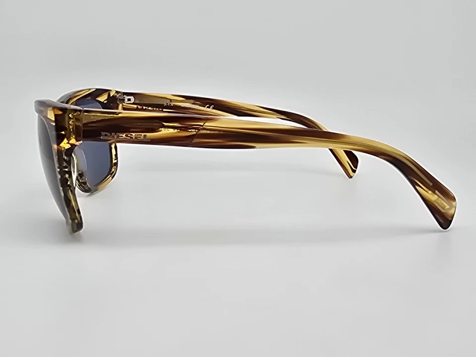 Gafas de sol Diesel DL0100 Col.41V marco a rayas marrón lentes azules claros con estuche 58 mm Foto 4 de 4