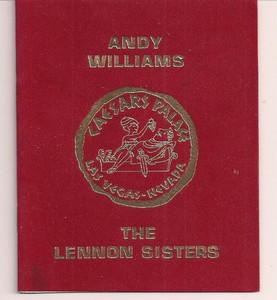 1977 Andy Williams Lennon Sisters Caesars Palace Circus Maximus Felt Promo Bklt