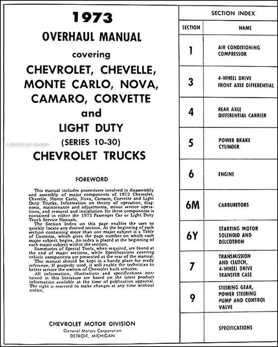 Chevrolet Truck 1973 manual de taller y revisión PDF en USB camioneta SUV furgoneta servicio Foto 2 de 4