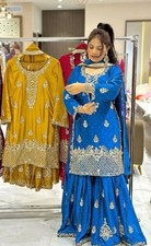 Function Wear Heavy Chinnon Silk Top And Sharara With Fancy Dupatta For Women