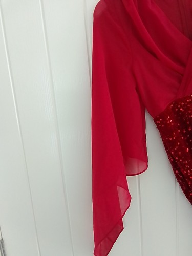 Shein Faeriesty Women's Red Ankle Length Sequinned Skirt Dress - Picture 5 of 10