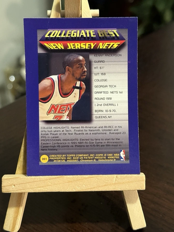 1994-95 Topps Finest Kenny Anderson #201 New Jersey Nets **WITH COATING** - Image 2 of 2