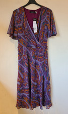 Lauren Ralph Lauren Paisley Print Short Flutter Sleeve V Neck Dress Size 12 New