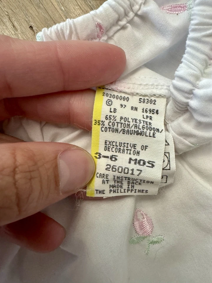 Conjunto de Conjunto Baby Togs Niñas 3-6 Mos De Colección 5 Piezas Tulipán Bordado Rosa y Blanco Foto 3 de 4