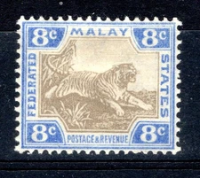 Malaya FMS 1904 sg 41bb 8c grey & ultram wmk upright fine LM