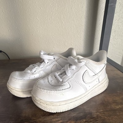 Nike Air Force 1 DH2926-111 White Leather Sneakers Unisex Kids Size 6C EUR 22