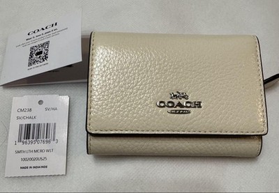 COACH Leather Micro Compact Wallet Chalk 8 x 10.5 x 3cm | eBay