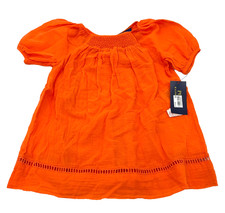 Ralph Lauren Girls Orange Spring IV Solid Embroidered Dress Size 5