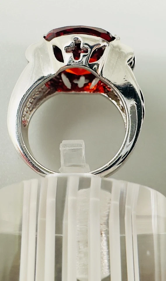 Anillo Park Lane Marea Carmesí Rojo Tono Plata Talla 5 Retirado Chapado en Rodio Foto 3 de 4