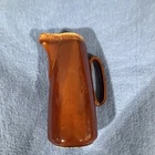 Vintage Hull Brown Ceramic Pitcher Glossy Pottery Handle Incised Base
