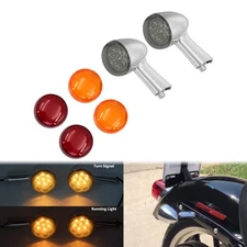 Bullet Chrome Rear Turn Signals Indicator Smoke Light Lens For Harley Sportster