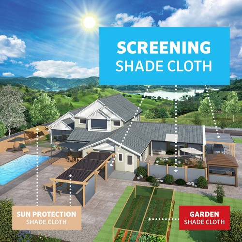 Coolaroo 1.83 x 10m Black Light Duty Screening Shade Cloth - 70% UV block - Picture 2 of 7