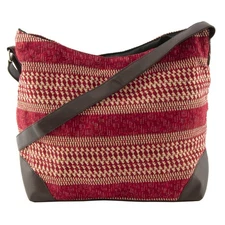 Canyon Sky Women's Burgundy and Gold Jacquard Shoulder Bag