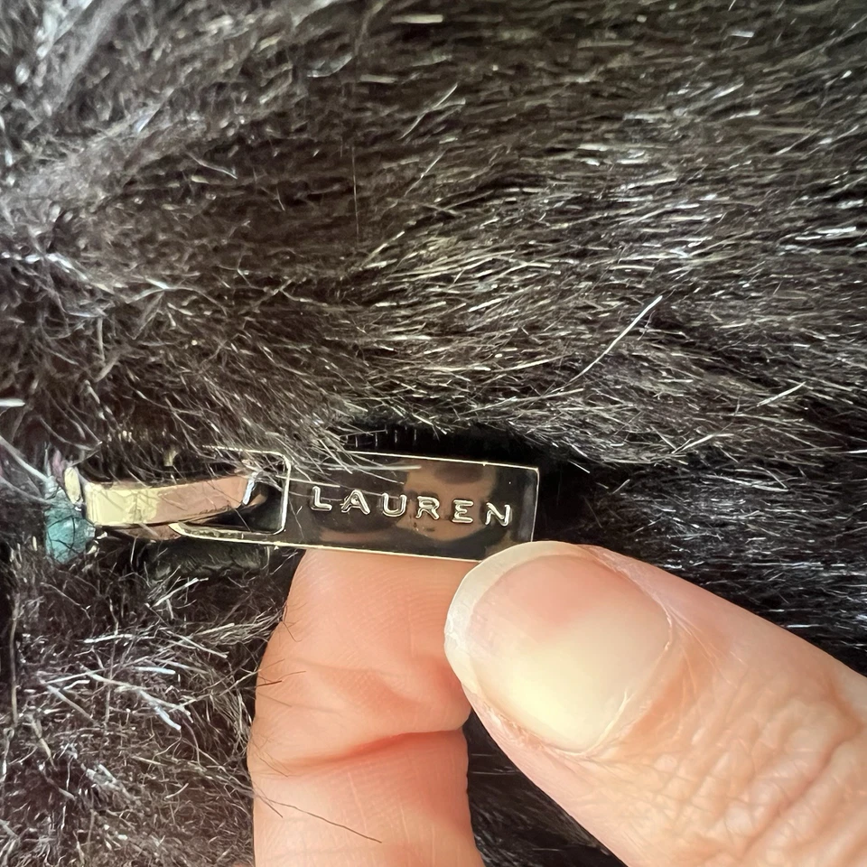 LAUREN Ralph Lauren Elegant Black FAUX FUR Fully Lined Zip Up VEST PM - Image 4 of 4