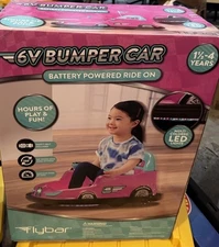 Flybar 6V Pink Kids Bumper Car–LED Ride-On 360° Spin, Ages 1.5+,66 lbs Free Ship