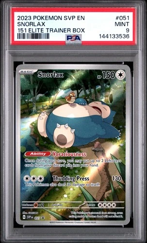 2023 POKEMON SVP EN-SV BLACK STAR PROMO 151 ELITE TRAINER BOX #051 SNORLAX PSA 9