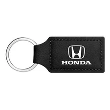 Honda Logo Rectangular Black Leather Key Chain